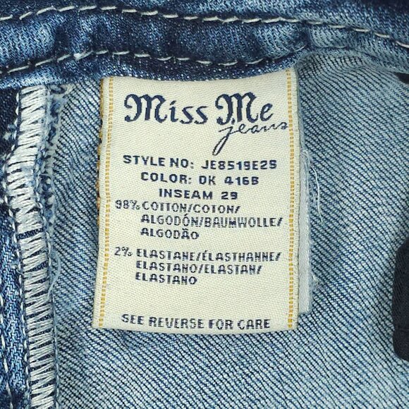 Miss Me Jeans Mid Rise Easy Boot Cut Faux Flap Size 30x29 READ Stretch Med Wash - Picture 8 of 16